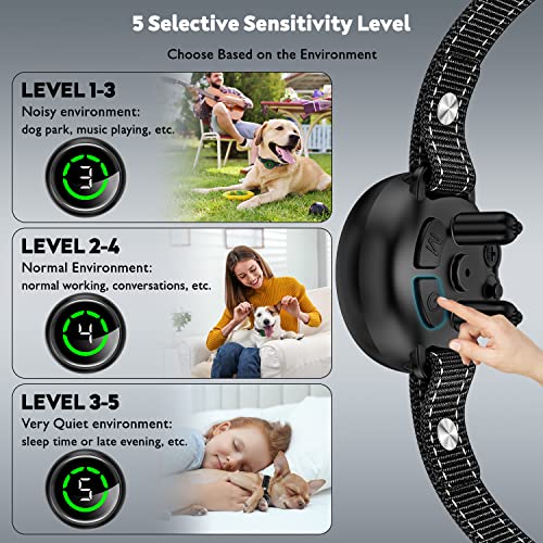 Bark Collar For Large Dog & Medium Dogs, Birkhey Dog Bark Collar, Rechargeable Automatic Bark Shock Collar, Anti Barking Collar With Beep Vibrating Shock, 5 Sensitivity For Barking Control & Training #TOP3