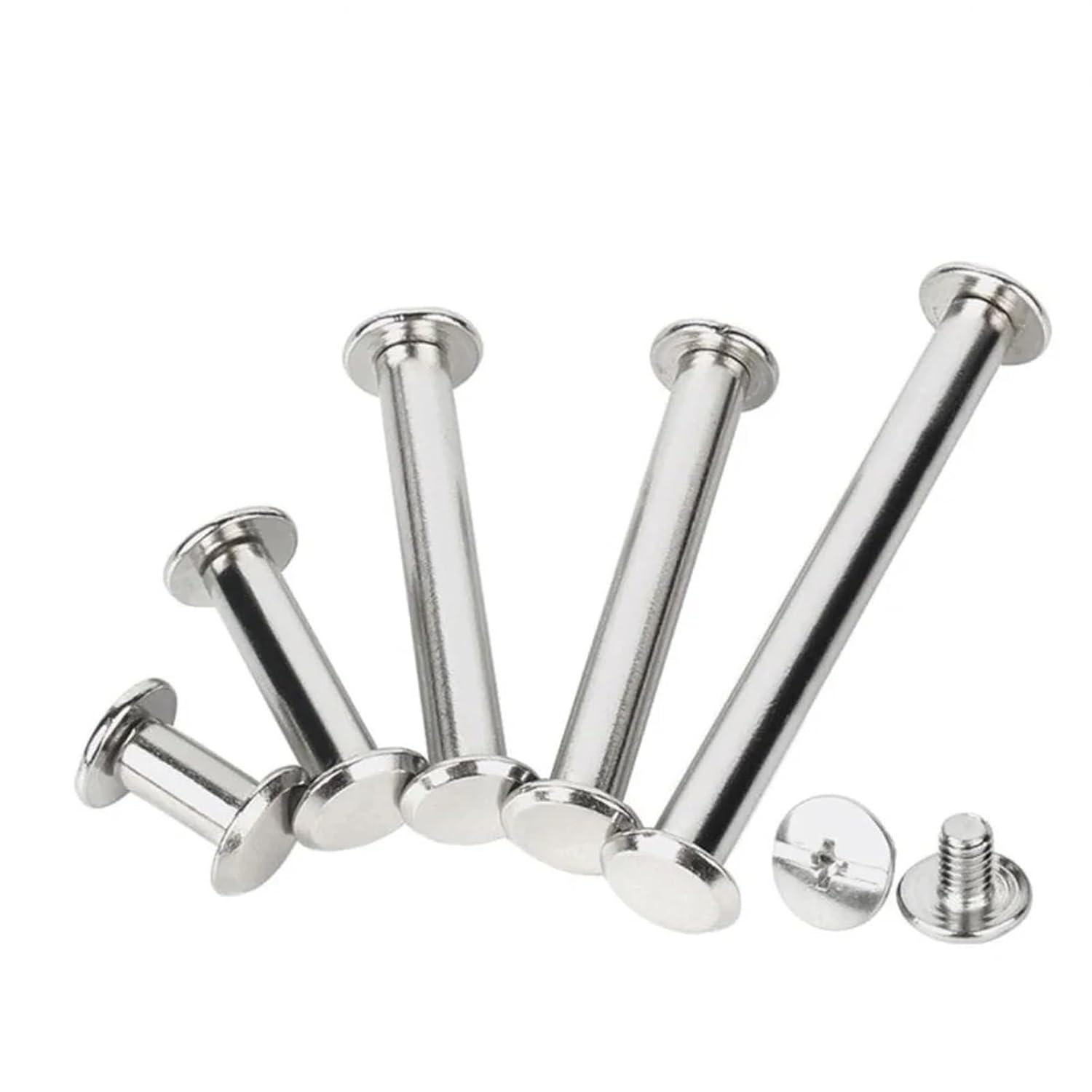 Leather Rivets 100pcs 304 Stainless Steel Chicago Screw Photo Album Books Butt for Belts Bookbinding(6mm(L),OD 5mm (M4))