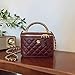 Ansseng Mini Quilted Square Box Bag For Women，Top-Handle Crossbody Handbag With Metal Chain Strap vanity purse (Burgundy)