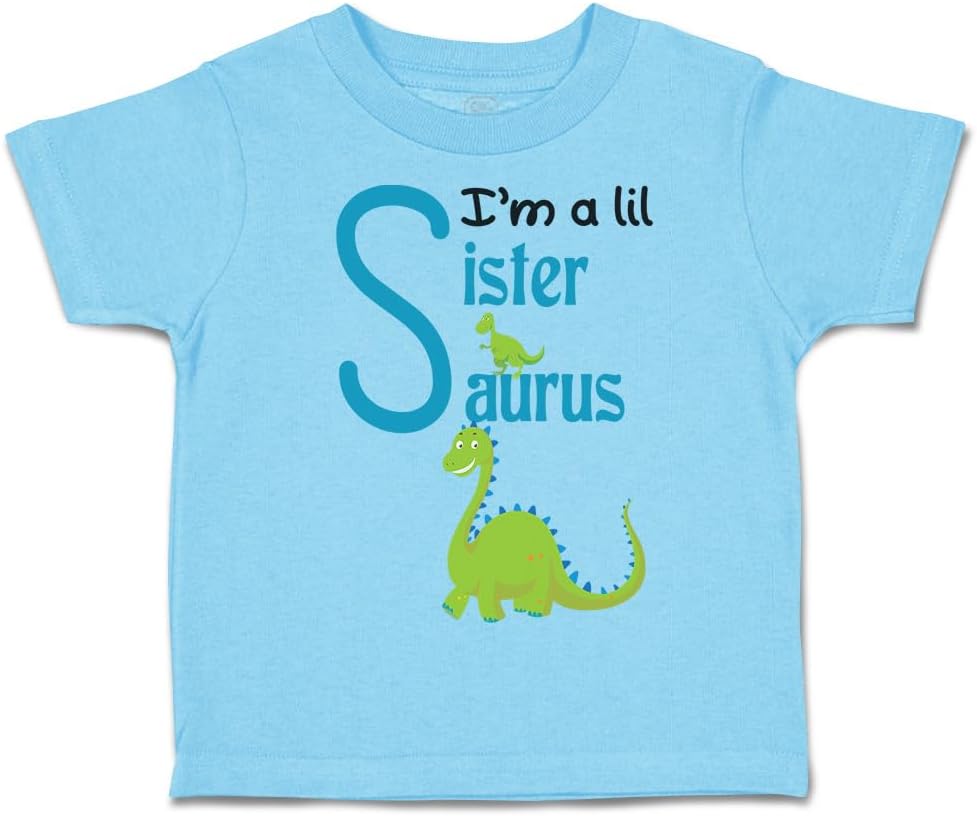Toddler T-Shirt Green Dinosaur Dino Little Sister Saurus Cute Dino Clothes