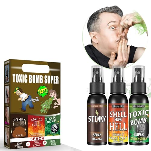 3PC Wet Farts-Potent Stink Spray/Ocean of Vomit,Poop Spray Prank,Extra Strong Stink/Hilarious Gag Gifts & Pranks for Adults/Smells Like Really ‘Bad’ Gas(3 * 30ml/1floz)