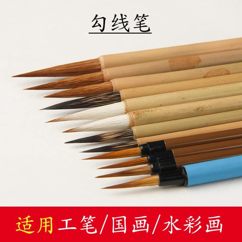 Calligraphy copy stickers chinese ancient books 勾线笔国画工笔画水彩毛笔套装兼狼毫学生勾线写意工笔画白描毛笔(1Pcs 狼尾勾线小号)