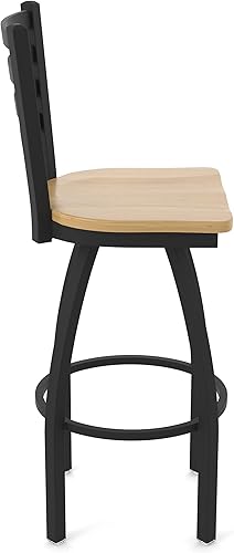 Miniatura 88 de 410 Jackie Taburete de bar giratorio de 36 pulgadas con acabado antiarrugas negro y asiento de vinilo negro Vinilo negro,Canter Burdeos,Tierra