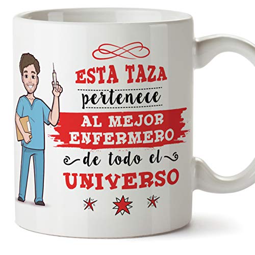MUGFFINS Enfermero Tazas Originales de café y Desayuno para Regalar a Trabajadores Profesionales - Esta Taza Pertenece al Mejor Enfermero del Univers