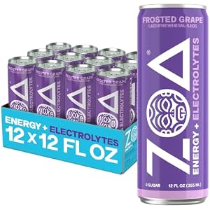 ZOA Zero Sugar Energy Drink, Frosted Grape, 12 Pack, 12 Fl Oz Cans