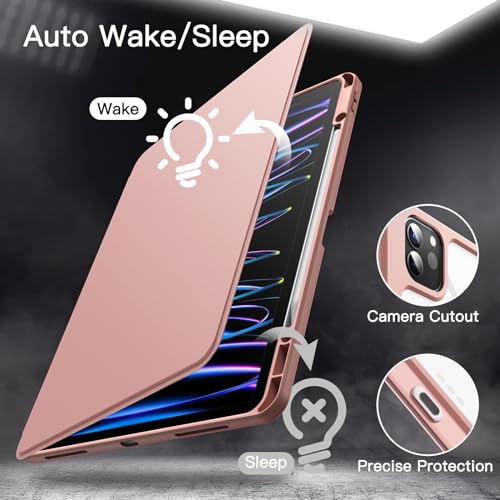 Image of JETech 360 Rotating Case for iPad Pro 12.9 inch 6 /5 /4 /3, Rose Gold