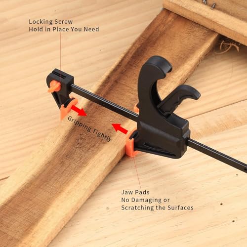 Image of Xfopz 4 Inch Bar Clamps for Woodworking, 2 Pcs Trigger Quick Grip Clamps, One Handed Ratchet Wood Working Clamps, Mini Small Bar Woodworking Clamps for Wood Gluing Crafts