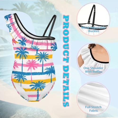 Image of Girls Swimsuit One Piece Ruffle Swimsuit Non-Slip Straps UPF 50+ for Girls Size 3-14 Years