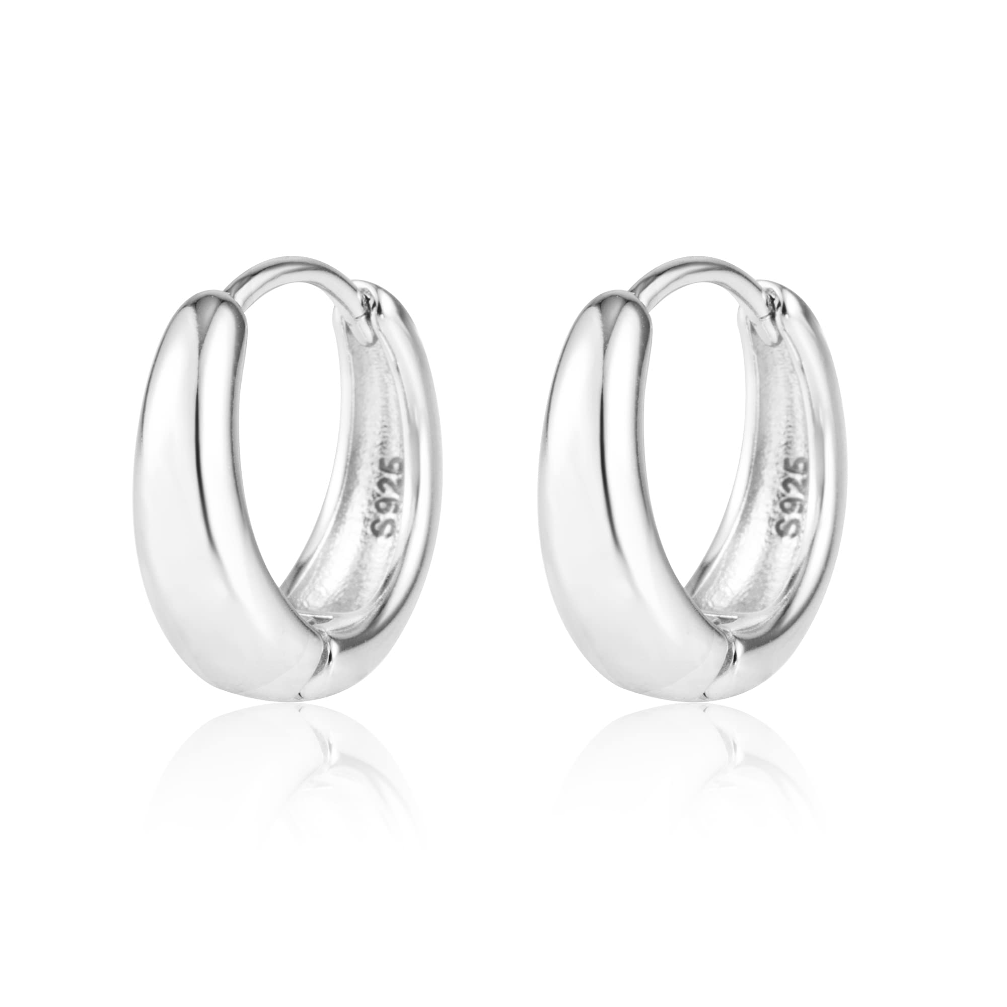 ALEXCRAFT Orecchini Donna Argento 925 a Cerchio Oro Placcato 14K/ Oro Bianco Cerchietti Piccoli con Confezione