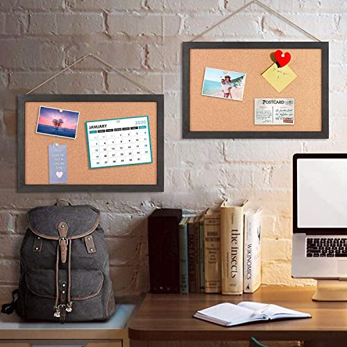 Emfogo 2-Pack Cork Board For Wall With 16X11Bulletin Boards Decorative Picture Framed Display Board Hanging Cork Board Office White Pin Board Vision Board For Room School Office Bedroom 20-Pushpin #TOP5