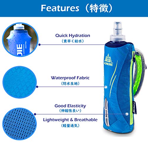 Triwonder Handheld Water Bottle For Running, Quick Grip Chill 17 Oz Handheld Soft Water Bottle With Hand Strap Hydration Pack, Bpa Sport Soft Flask (Blue) #TOP3