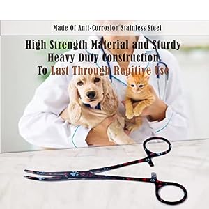 Dog Pet Ear/Nose Hair Puller Grooming Hemostat Locking Forceps Curved Pliers, 5.5" (14cm) Full Serrated Clamps Stainless Steel (Black Multi Paws) Dog Pet Ear/Nose Hair Puller Grooming Hemostat Locking Forceps Curved Pliers, 5.5″ (14cm) Full Serrated Clamps Stainless Steel (Black Multi Paws)