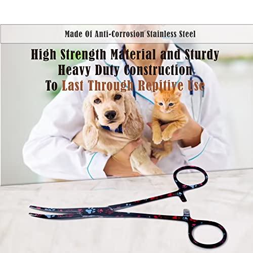 Dog Pet Ear/Nose Hair Puller Grooming Hemostat Locking Forceps Curved Pliers, 5.5″ (14cm) Full Serrated Clamps Stainless Steel (Black Multi Paws) Dog Pet Ear/Nose Hair Puller Grooming Hemostat Locking Forceps Curved Pliers, 5.5″ (14cm) Full Serrated Clamps Stainless Steel (Black Multi Paws)