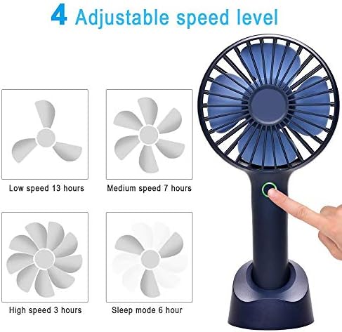 YYZP Mini Handheld Fan Portable, Hand Held Personal Fan Rechargeable Battery Operated Powered Cooling Desktop Electric Fan with Base, 2500Mah Battery 4 Modes for Home Office Travel Outdoor (Blue)