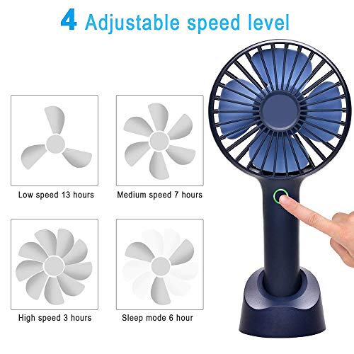 Hand Held Fan,YIHUNION Mini Portable Personal Fan Rechargeable Battery Operated Powered Cooling Desktop Electric USB Fan with Fan Stand,2500mAh Battery 4 Modes for Home Travel Outdoor(Blue)