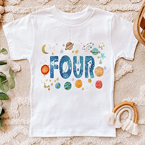Space Four Birthday shirt Birthday boy Shirt astronaut 4th Birthday Party reaching 4 the moon birthday outfit rocket 4th Birthday Shirt2