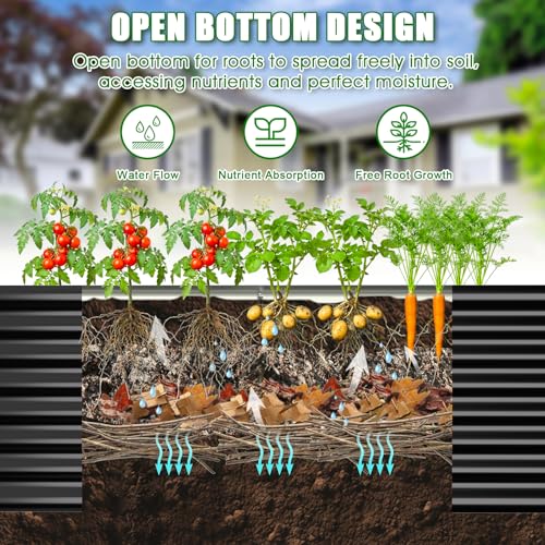 Image of 6x3x2ft Raised Garden Bed, Deep Root Planter Box, Black,1 Pack | 1mm Thick Galvanized Steel, Resists Rust Bowing, Easy Assembly, Ideal Deep-Root Growing Condition for Broccoli,Beans,Tomatoes