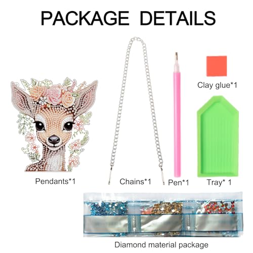 Image of Deer Princess Diamond Painting Hanging Pendant Set - DIY Acrylic Gemstone Art Board Kit with Special Shaped Crystal Diamonds, Wall Door Decoration for Home, Cute Animal Theme Craft Gift for Adults
