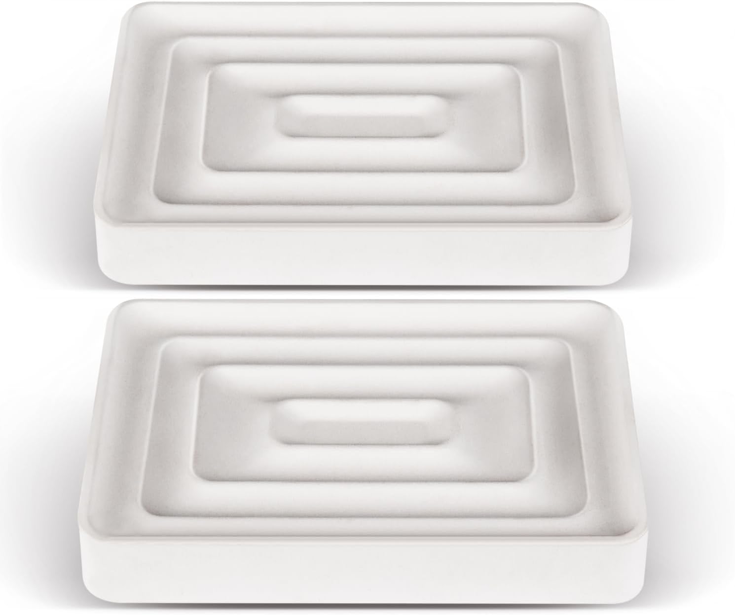 2 Pack Diatomite Soap Trays, Fast Drying Stone Soap Dishes, Natural Diatomaceous Earth Soap Holders, Quick-Dry Rectangular Soap Savers for Bath & Kitchen, White