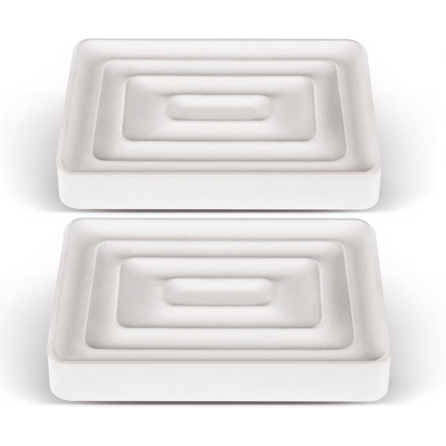 2 Pack Diatomite Soap Trays, Fast Drying Stone Soap Dishes, Natural Diatomaceous Earth Soap Holders, Quick-Dry Rectangular Soap Savers for Bath & Kitchen, White