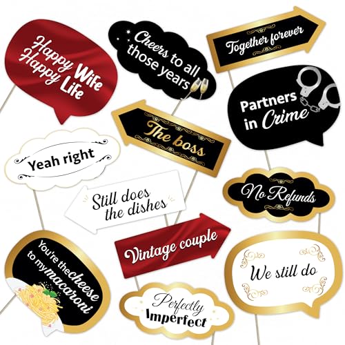 Wedding Anniversary Photo Booth Props Set – Fun Romantic Decorations