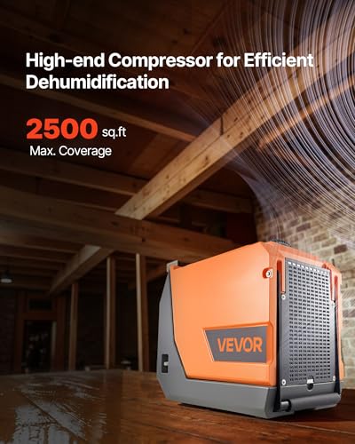 Image of VEVOR 180 Pints Commercial Dehumidifier with Pump /Drain Hoses, Portable Crawl Space Dehumidifiers for Basement Storage Room Industrial Grade, Auto Defrost, Heavy-duty LLDPE,Foldable Handle