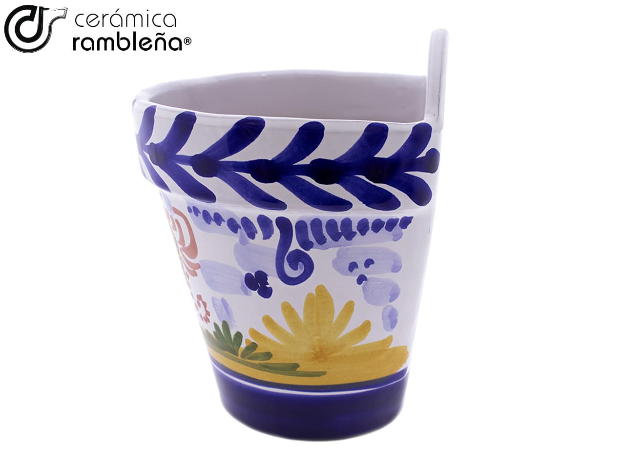CéraMIQUE RAMBLEÑA | Pot de fleurs suspendu avec piscine | Pot de fleur à suspendre | Pot mural Patios de Cordoue Monteria - Modèle D125 | 100 % décoré à la main | 13,5 x 12 x 16 cm