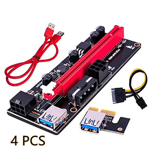 LDGG 4 Pcs PCI-E De Riser Card Adaptador 16X para 1X 6Pin GPU 60Cm De Riser Usb 3.0 Extensão Do Cabo
