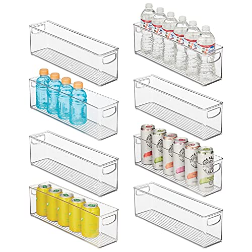 mDesign Plastic Kitchen Organizer - Storage Holder Bin with Handles for Pantry, Cupboard, Cabinet, Fridge/Freezer, Shelves, and Counter - Holds Canned Food, Snacks, Drinks, and Sauces - 8 Pack - Clear