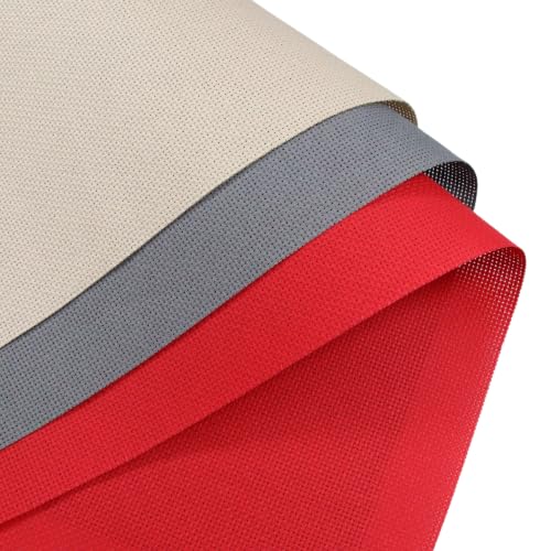 Image of KCS 3 pc of 15 inch x 18 inch(38cmx45cm) 16 Count Cross Stitch Cotton Aida Cloth Needlework Rolled Fabric Box,16CT,Red+Khaki+Dark Grey