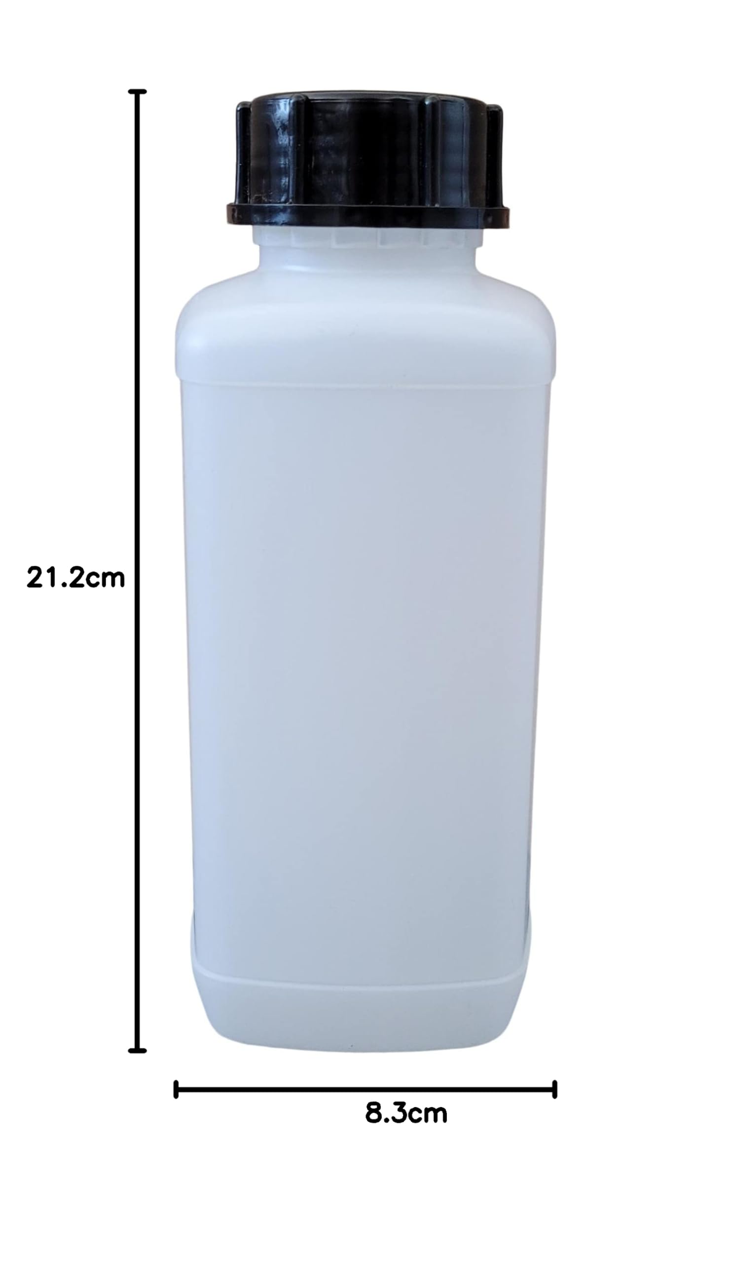 kanister-vertrieb® 10er Set: 1000 ml Laborflasche Vierkantflasche Weithalsflasche lebensmittelecht mit Schraubverschluss
