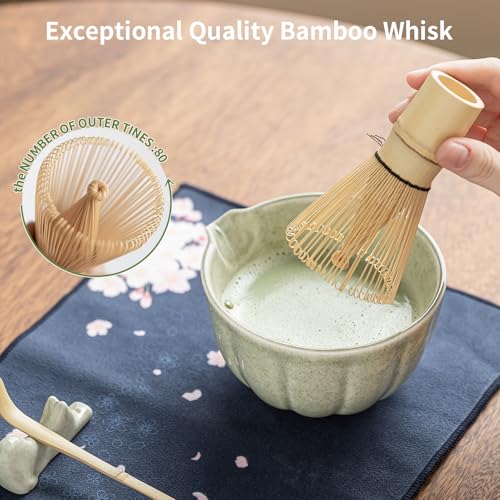 HTRCXB Matcha Whisk Set with Ceramic Bowl