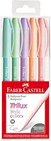 Caneta Esferográfica, Faber-Castell, Trilux Style Colors, Cores Pastéis,5 Unidades