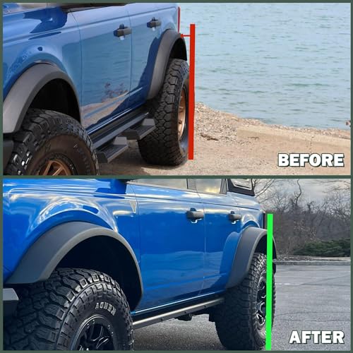 Image of Sasquatch Package Fender Flare Kit for 2021-2026 Ford Bronco 2 /4 Door Exclude Sport & Raptor, 5.3 inch Wide Wheel Eyebrow Protector, Replace OE M-9164-BFK M2DZ-16268-AA, Front & Rear, Black, 4pcs