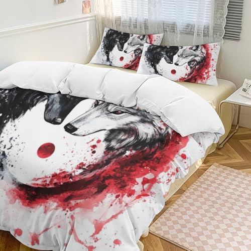 Juego de ropa de cama de 3 piezas microfibra suave diseño animales lobo 3