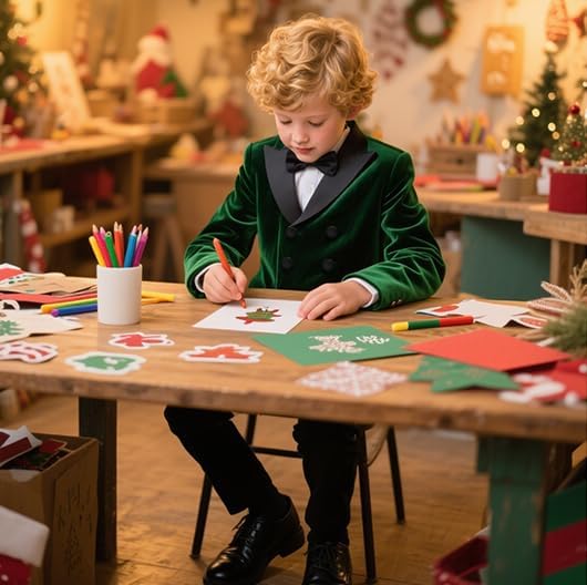 Boys Velvet Suit Slim Fit 4 Piece Double Breasted Kid Tuxedo Sets Wedding Outfits with Jacket Shirt Pants Bow Tie - Image 2