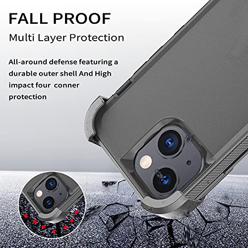 Szfirstey Case With Belt-Clip Holster Compatible With Iphone 13, Drop Protection Full Body Rugged Shockproof/Dust Proof Military Protective Tough Durable Phone Cover Heavy Duty (Black) #TOP4