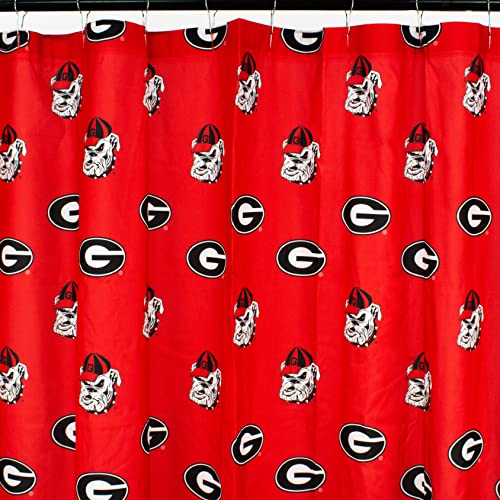 Image of College Covers Everything Comfy Georgia Bulldogs Bright and Colorful Shower Curtain Cover 70 inch x 72 inch