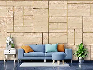 999STORE Designer Beautiful 3D Wooden Texture Golden line wallsheet for Walls,Wall Papers for Bedroom(Non-Woven_6X8 Feet) Non8x60227