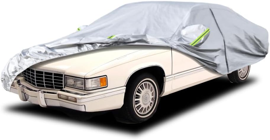 Koukou 6 Layers Car Cover Custom Fit Cadillac Deville (1994-2006), Waterproof All Weather for Automobiles, Sun Rain Dust Snow Protection.