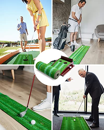 Golf Putting Greens For Indoor Use Three-Track Golf Putting Mat With Ball Return System Winkle-Free Indoor Putting Green For Practicing At Home Or Office, Great Gift For Golf Lover #TOP5
