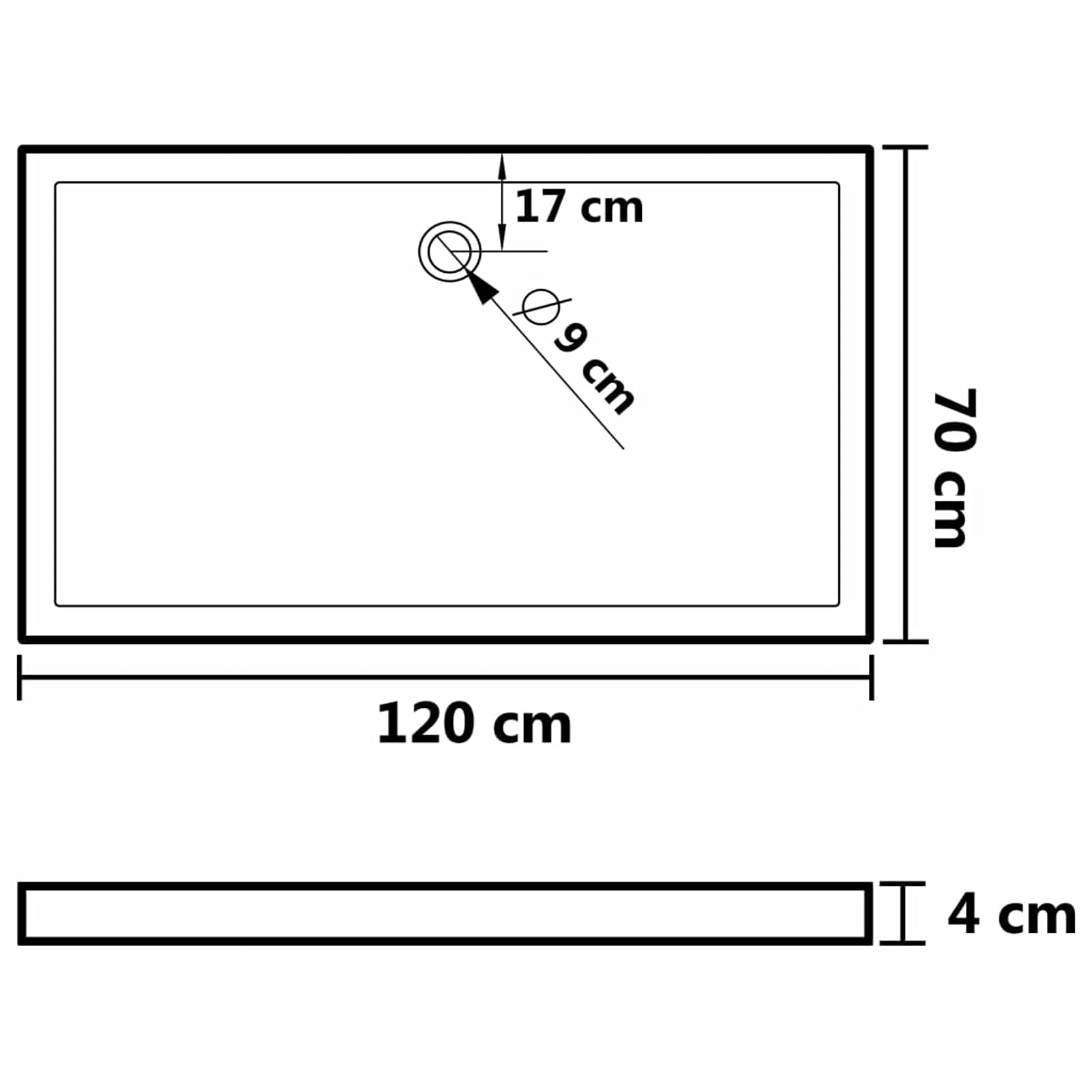 ZEYUAN Plato de Ducha Rectangular ABS 70x120 cm, Cabina De Ducha Antideslizante, Mampara Con Borde