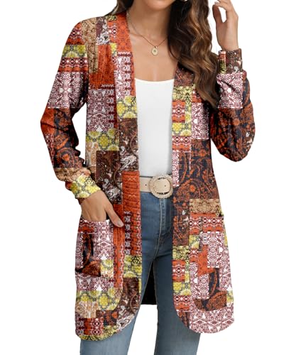Image of YSYOKOW Cardigan Sweaters for Women Long Sleeve Open Front with Pockets | Long Cardigans for Women Lightweight Soft Casual Dressy Loose Fit Cardigan Sweater with Pockets for Work and Office