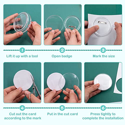 18 Stück Buttons Selber Machen ohne Buttonmaschine 75mm Transparente Acryl Buttons Plastikabzeichen Anstecker Pins DIY Ansteckbuttons mit Sicherheitsnadel