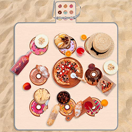 Bardic Cobertor de piquenique Tapete de praia Donut Candy Food, suporte impermeável dobrável portáti