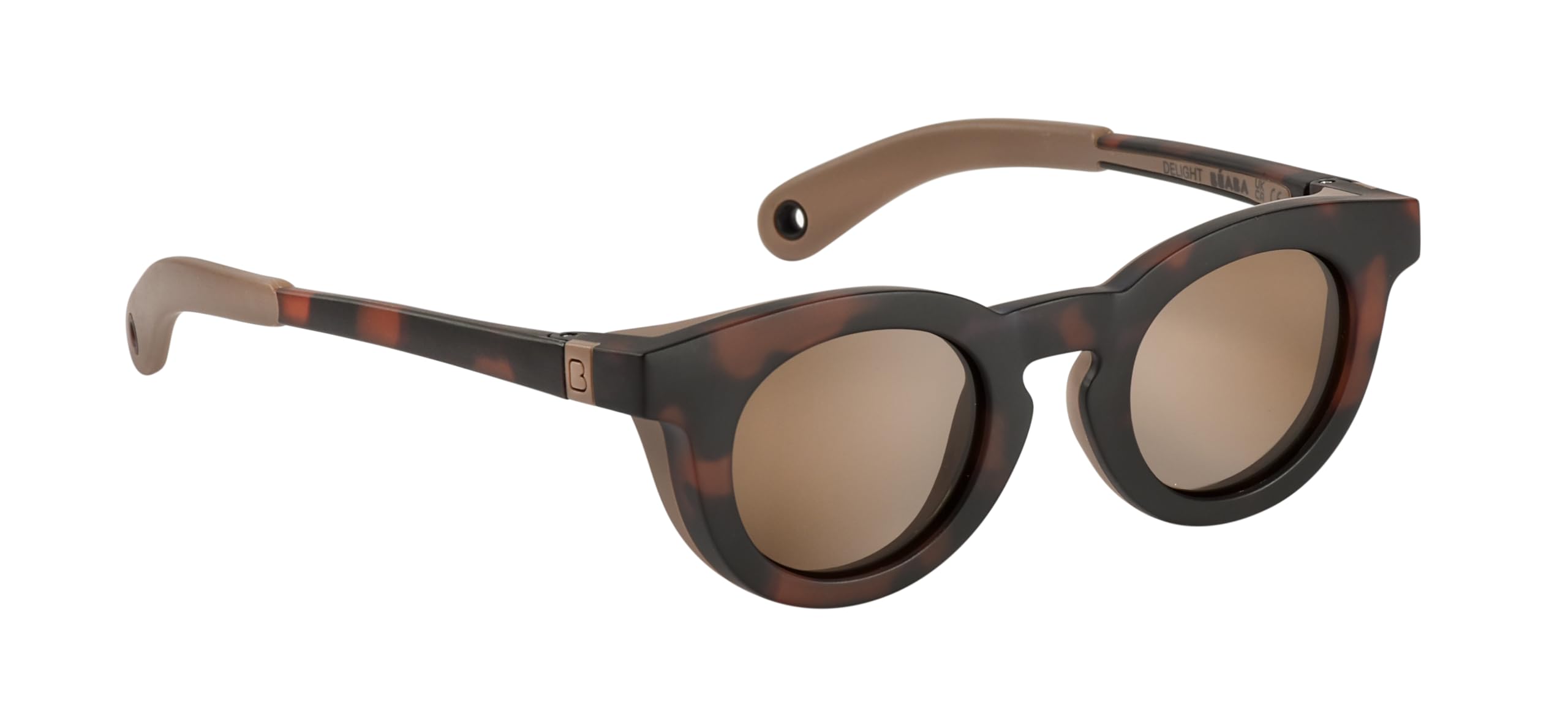 BÉABA, Sunglasses for Babies 9-24 Months, 100% UV Protection - CAT 3, Side Protection, Optimal Comfort, 360° Adjustable Temples, Adaptable to All Eyes, Retro Delight Dark Tortoise Collection