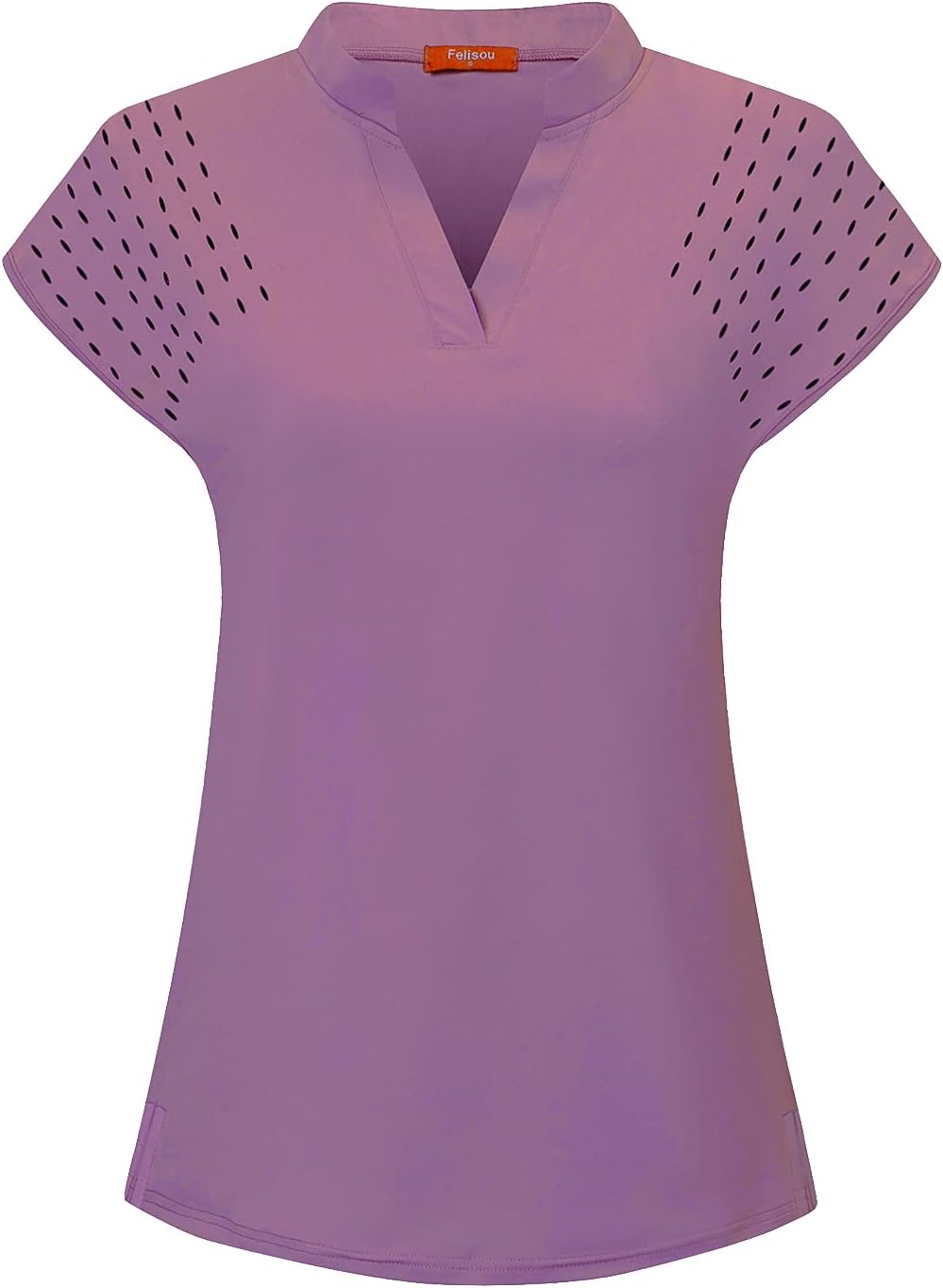 Felisou Women's V-Neck Golf Polo Shirts - Short Sleeve Sport Shirt Workout Tops - Purple, XS
