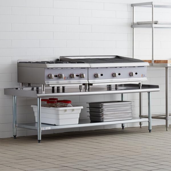 30" x 72" Stainless Steel Equipment Stand with Undershelf, 18-Gauge, Galvanized Legs, 750 lb Capacity