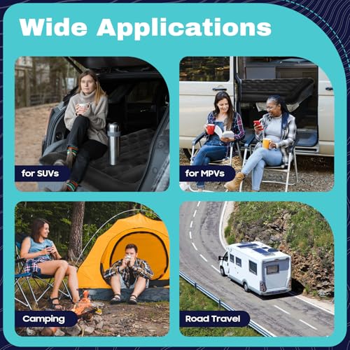 ACROSSPART SUV Luftmatratze, Auto Aufblasbare Matratze mit Luftpumpe & 2 Kissen, Tragbare Doppelseitige Dickere Auto Bett für Camping, Reisen, Outdoor (Schwarz)