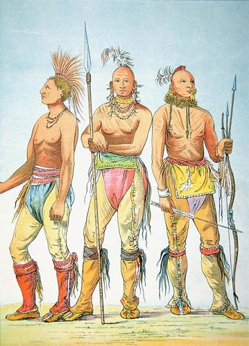 Impression sur toile Trois Osage Braves de Catlin pour habiller un grand mur vide 60x90